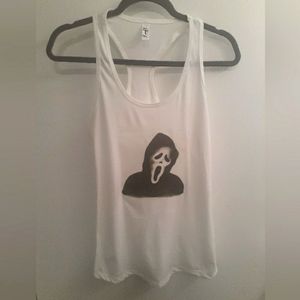 Halloween scream mask white racerback tank top size small